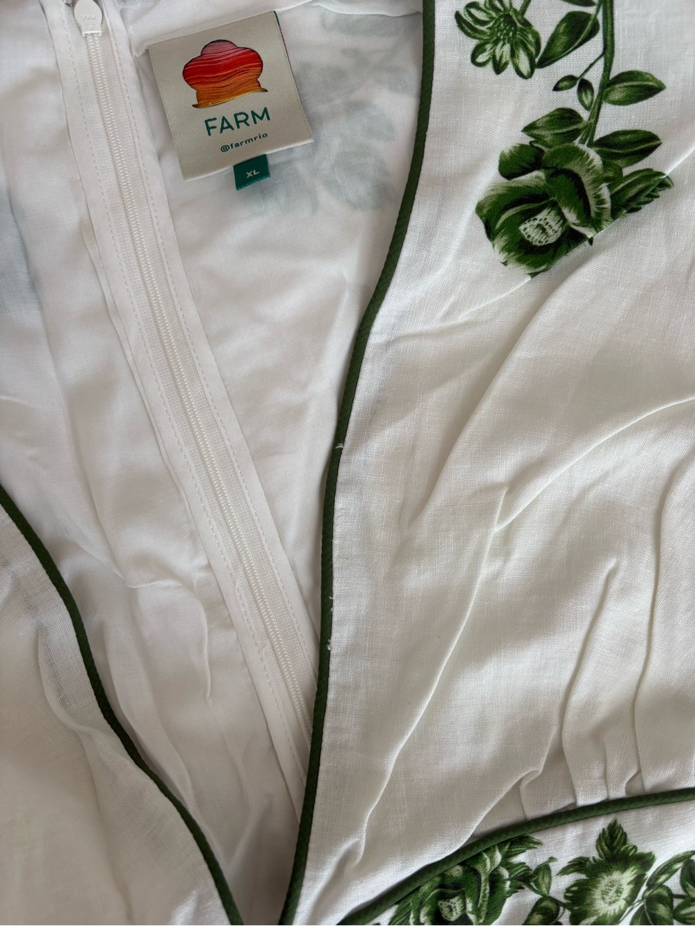 NWOT Farm Rio Off-White Green Floral Cascade Midi Dress XL - Picture 10 of 16